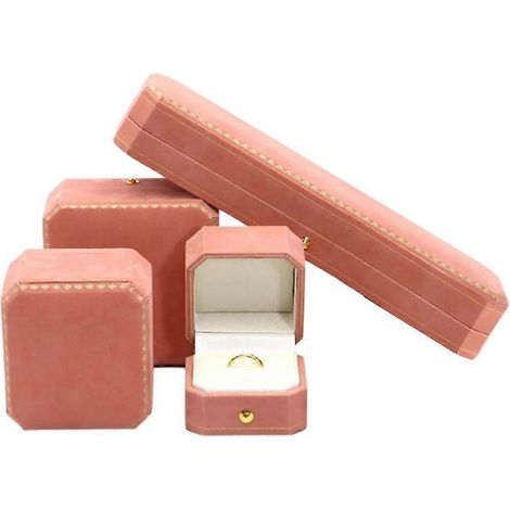 Boîte à bijoux octogonale en velours, élégante boîte de rangement pour accessoires de mariée (1/5)