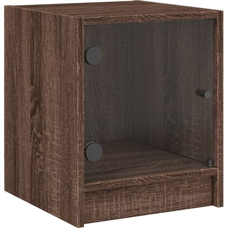 Maison Exclusive - Comodino con Anta in Vetro Rovere Marrone 35x37x42 cm