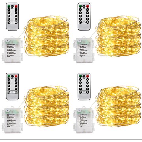 Lot de 4 guirlandes lumineuses extérieures, 5 m, lumière décorative chaude pour Noël et jardin (1/5)