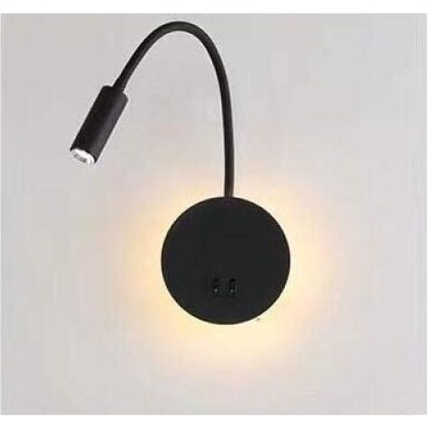 3W+8W LED-Nachttischlampe, schwarze Wandleseleuchte, moderne, flexible Schwanen-LED-Leselampe fürs Schlafzimmer mit Schalter, 3000K (1/5)