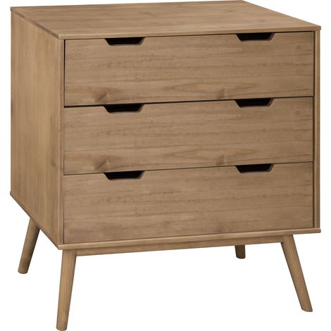 Vs Venta-Stock – Commode enfant 3 tiroirs en bois de pin massif – Glissières métalliques – Dimensions 80x40x82cm – Meuble en kit avec notice de montage (1/3)
