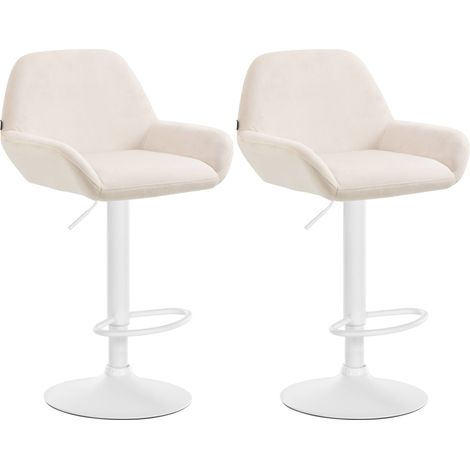 2er Set Barhocker Braga Samt creme Metall matt weiss