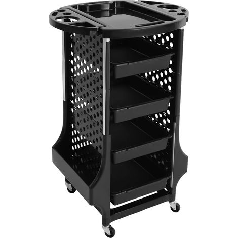 Chariot de rangement pour salon, design mobile, construction durable, noir