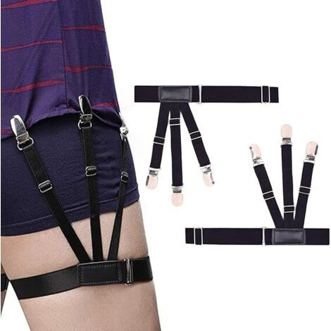 Supports de chemises pour homme, Porte chemise pour homme, Porte chemise, Porte chemise élastique réglable avec pinces antidérapantes élastique unisexe -1 paire (1/5)