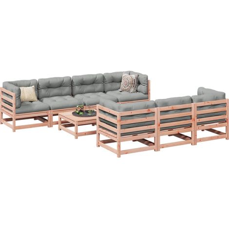 vidaXL Salon de jardin 8 pcs avec coussins sapin douglas solide (1/5)
