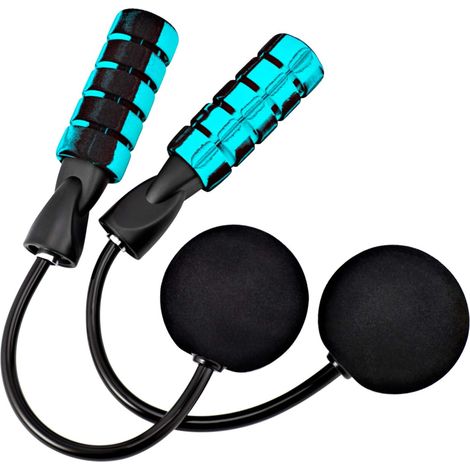 Corde à sauter sans fil, anti-nœuds, à saut rapide et précis pour le fitness, lestée, avec poignées antidérapantes en mousse à mémoire de forme pour enfants et adultes. (1/5)