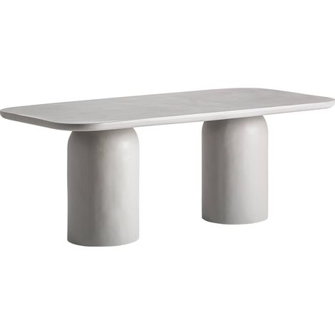 Table de salle à manger contemporaine en béton fumé gris - Gris béton fumé contemporain (1/5)