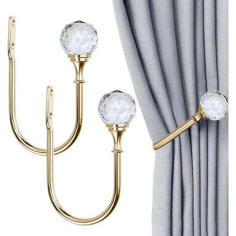 Rideaux muraux en forme de U (4 pièces) avec boules de cristal transparentes DXGHC (1/5)