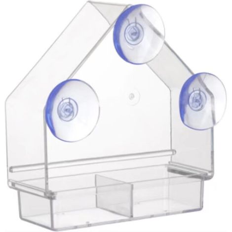 Mangeoire pour Oiseaux de Fenêtre Acrylique Transparent Bird Feeder Étanche La Pluie Mangeoire Oiseaux Bac d'alimentation Coulissant Amovible avec 3 ventouses Mangeoires pour Bird