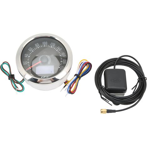 Tachymètre GPS 3 en 1 200 MPH 85 mm 9-32 V Rétroéclairage 7 couleurs anti-buée, type universel adapté aux navires, voitures, camping-cars et motos, cadran noir. (1/5)