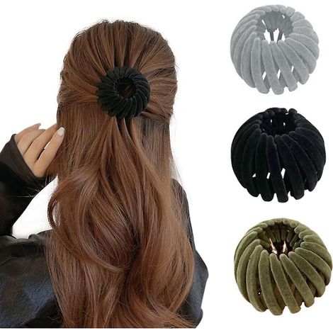 3 Pices Pince Cheveux,pince Cheveux,accessoire Cheveux,pince Cheveux Femme, Forme Nid D'oiseau Support De Queue De Cheval Boucles Barrettes De Ch (1/5)