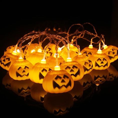 Halloween-Geister-Lichterkette, Halloween-Kürbis-Lichterkette, dekorative Geister-Lichterkette, 20 LED-Lichtgirlande (6 cm großer Kürbis) (1/5)