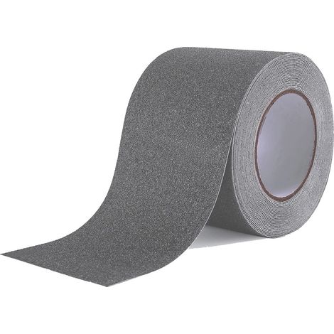 Ruban adhésif antidérapant longueur 5 m largeur 10 cm pour escaliers marches sols et seuils avec surface de sécurité autocollante couleur grise (1/5)