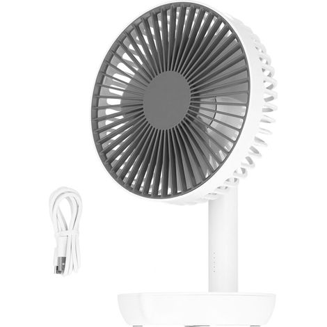 Ventilateur de Bureau Oscillant Rechargeable Silencieux - USB pour Maison, École, Bureau - Blanc