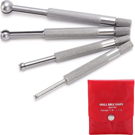 Calibre de orificios de 4 piezas, calibre telescópico, calibre de bola, calibre de paso completo de 3 a 13 mm para orificios pequeños y ranuras oblongas. (1/4)