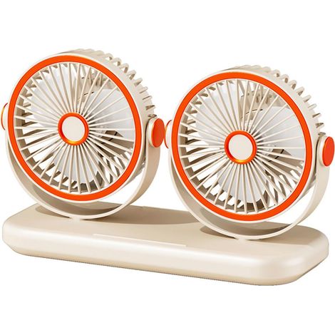 Double Head Adjustable Desktop Air whirler With 3D Wide Area Coverage And Type C Charging Port-brun (1/4)