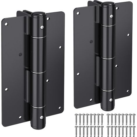 Lot de 2 charnières de portail à fermeture automatique robustes de 14,5 cm – Charnières à ressort en acier noir pour clôture en bois, portails en vinyle, piscine et jardin Finition (1/5)