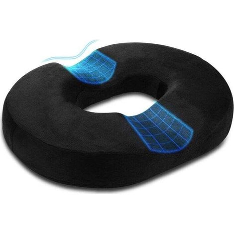 Oreiller de Siège Mousse à Mémoire de Forme pour Grossesse Coccyx et Dos Soulagement Sciatique 18 Pouces Noir (1/4)