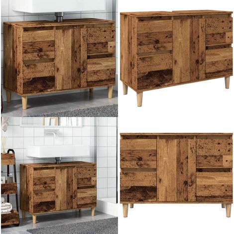 vidaXL Armoire d'évier vieux bois 80x33x60 cm bois d'ingénierie