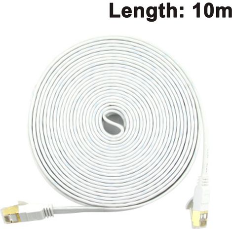 Cable Ethernet Cat 7 - Blindé - 10 Gbps - 600 MHz - RJ45 Doré - Plat - PVC - Blanc ou Noir - 3 m (1/5)