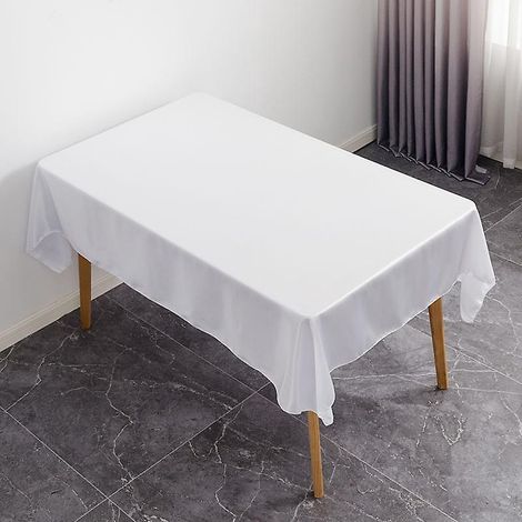 nappe Rectangulaire Brillante Couleur Unie (blanc 145cmx220cm), Tissu Lavable, Polyester (1/5)