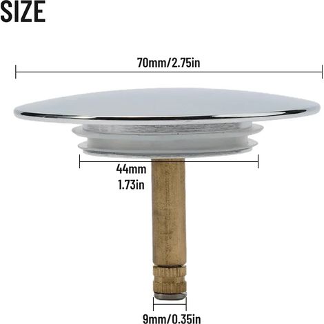 (1 PC)70mm Bathtub Drain Stopper Silver Basin Waste Stopper Plug Bath Replacement Pop-Up Plug For Most Sinks Bath Tubs (1/4)