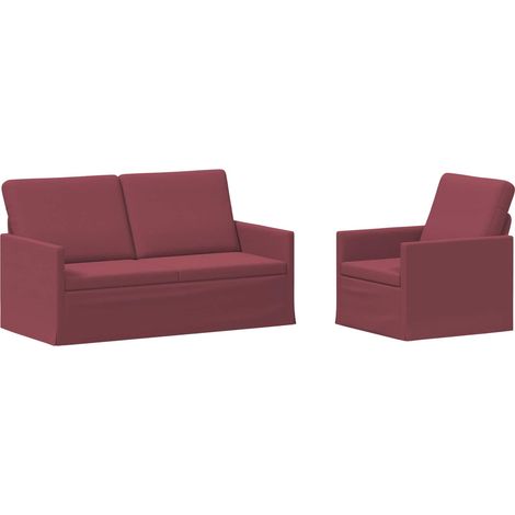 Ensemble de canapés 2 pièces Bordeaux Tissu - 150 × 81 × 82 cm (1/5)
