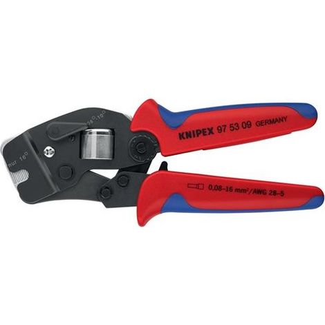 KNIPEX 97 53 09 Pinza per terminali a bussola, con regolazione automatica per crimpaggio frontale con manici multicomponente brunita 190 mm
