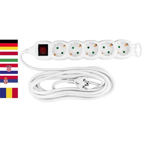 Kabel Strend Pro DG-805BK, Schuko-Steckdose, 5,00 m, 5 Steckdosen, HU, RO, SRB, CRO + Schalter (1/2)