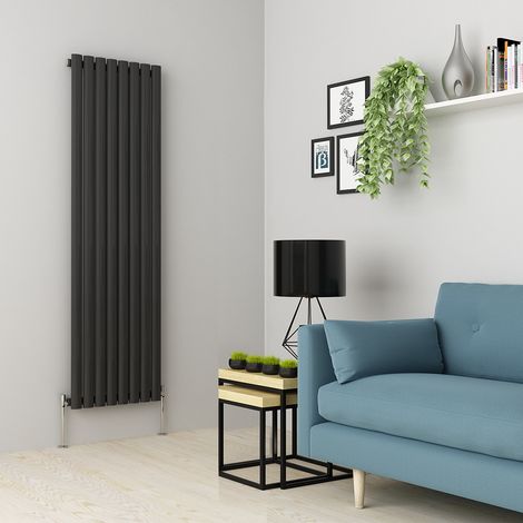 Warmehaus Oval Anthracite Radiator Vertical Single 1600x472mm