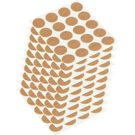 Cache-vis adhésifs Lot de 200 PVC imitation hêtre Ø13 mm Masquent les trous et les rayures Pour meubles et bois (1/3)