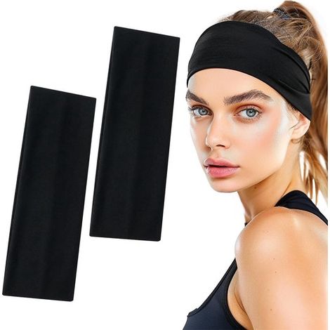 - Diadema antideslizante - Diadema deportiva - Diadema negra para mujer - Diadema unisex - Transpirable y suave - 2 unidades (1/5)