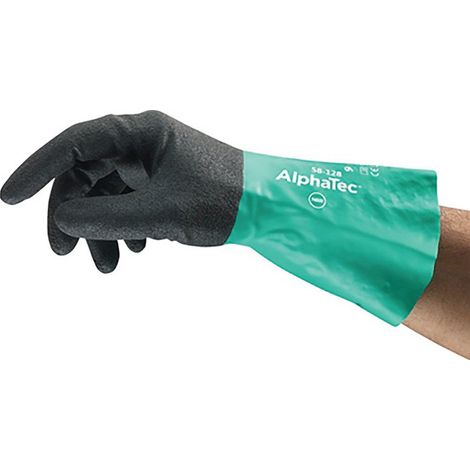 Gants chimiques Alphatec 58-128 Taille 9 gris EN 374.EN 388 PSA III ANSELL (Par 12)