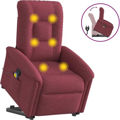 Massagesessel mit Aufstehhilfe Weinrot Stoff