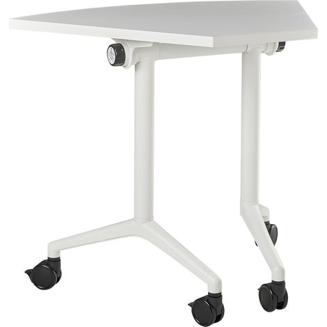 Escritorio moderno plegable con ruedas mesa móvil portátil 90 x 64 cm estructura metálica blanco Cavi