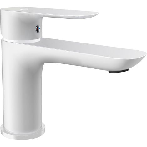 Grifo de Lavabo Modelo CASSIO Fabricado en Latón Monomando Acabado en Blanco (1/2)