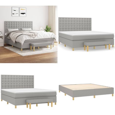 Boxspringbett mit Matratze Hellgrau 180x200 cm Stoff - Boxspringbett - Doppelbett - Bettenrahmen - Matratze - Bettwaren - Home & Living (1/5)