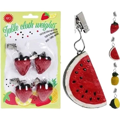 PINZAS SUJETAMANTELES FRUTAS SURTIDAS BLISTER 4