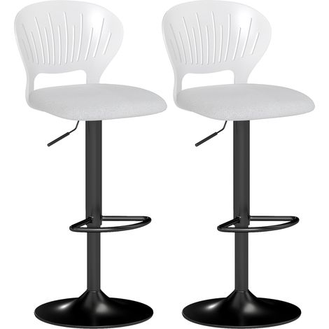 Table de bar réglable en hauteur 84-105 cm, pivot 360°, jeu de 2, blanches