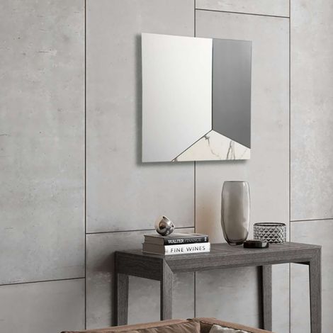 Specchio moderno 80x80 cm vetro fume' e laminato effetto bianco - GEORGE (1/2)