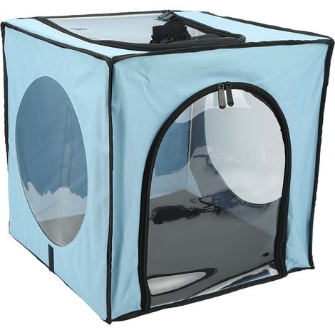 Cage de séchage pliable en nylon Oxford à mailles fines pour chiots, idéale pour le camping et les voyages (bleu). (1/5)