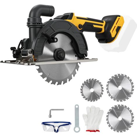 Scie circulaire sans fil de 15,2 cm compatible avec 18/20 V, 6 300 tr/min sans balais avec 3 lames 150 mm et 125 mm, profondeur de coupe 50 mm, biseau de 0 à 45° pour coupe du bois, du (1/5)