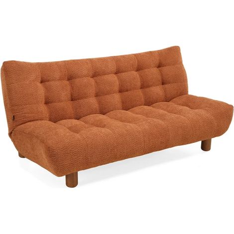 Banquette convertible capitonnée tissu bouclette terracotta - VALENTIN (1/5)