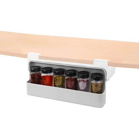 Organizer Cucina Portaspezie – Set 2 Mensole Con 6 Barattoli In Vetro Inclusi