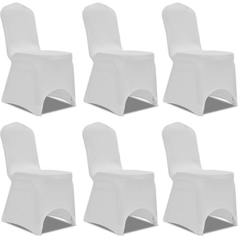 6 x Stuhlhusse Stretchhusse weiß