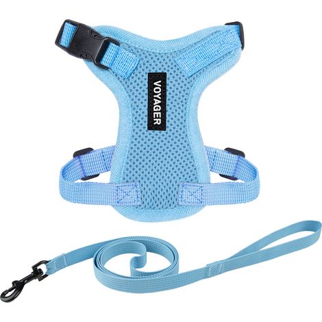 Voyager Step-in Lock Katzengeschirr und reflektierende Katzenleine mit Neoprengriff by Best Pet Supplies - Unterstützt kleine, mittelgroße und große Katzenrassen, Babyblau, size XXXS - 1,5 m