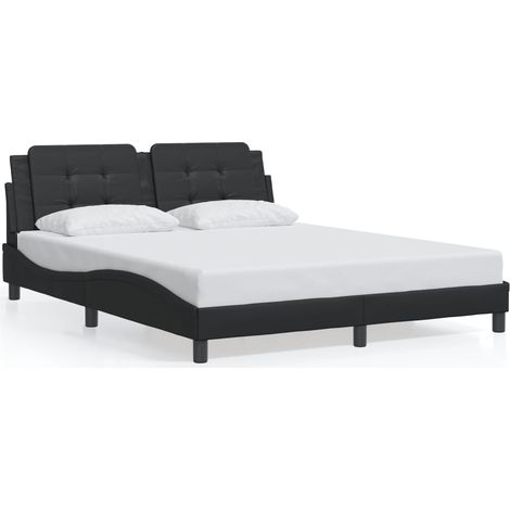 Lit double,Lit adulte,Cadre de lit sans matelas Zadar noir 160x200 cm similicuir CFW2483173 (1/5)