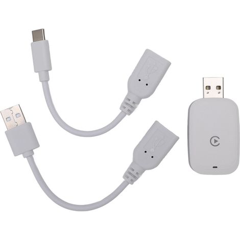 Adaptateur filaire vers sans fil pour Carplay, Style disque U, Wifi 5.0GHz, Plug and Play, réponse rapide, connexion Stable, Dongle de voiture blanc (1/2)