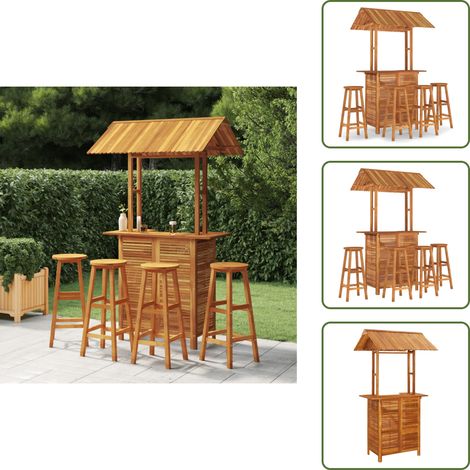 Acacia - vidaXL Juego muebles de bar de jardín 5 piezas madera maciza de acacia - Muebles de exterior