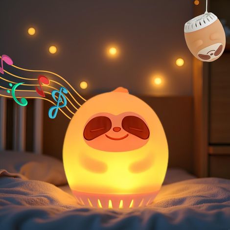 Veilleuse avec bruit blanc, appareil sonore pour l'endormissement, 20 sons apaisants pour bébé, 30/60/90 minutes de musique/minuterie, joli cadeau pour garçons/filles/étudiants - Paresseux (1/5)